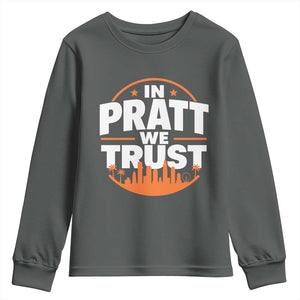In Pratt We Trust Los Angeles Skyline Graphic Youth Sweatshirt Patriotic LA City California Pride Local Leadership TS02 Dark Heather Print Your Wear