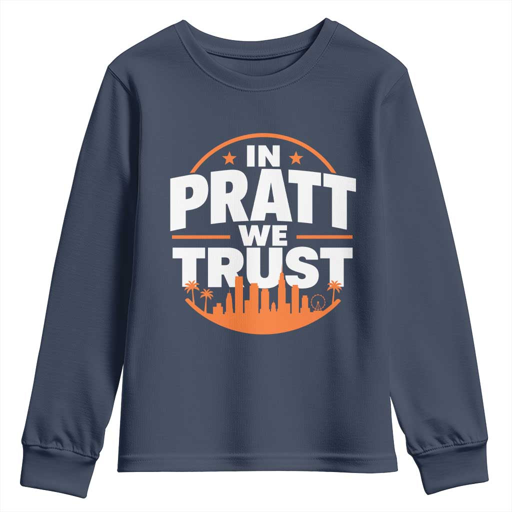In Pratt We Trust Los Angeles Skyline Graphic Youth Sweatshirt Patriotic LA City California Pride Local Leadership TS02 Navy Print Your Wear