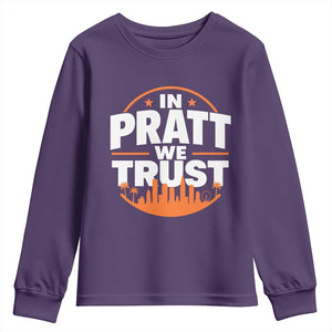 In Pratt We Trust Los Angeles Skyline Graphic Youth Sweatshirt Patriotic LA City California Pride Local Leadership TS02 Purple Print Your Wear