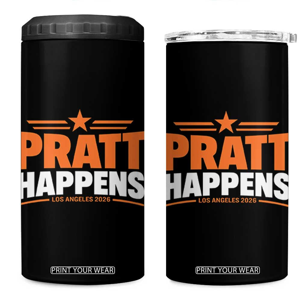 Pratt Happens Los Angeles 2026 4 in 1 Can Cooler Tumbler Funny Political Patriotic LA City California Pride Leadership TS02 One Size: 16 oz Black Print Your Wear
