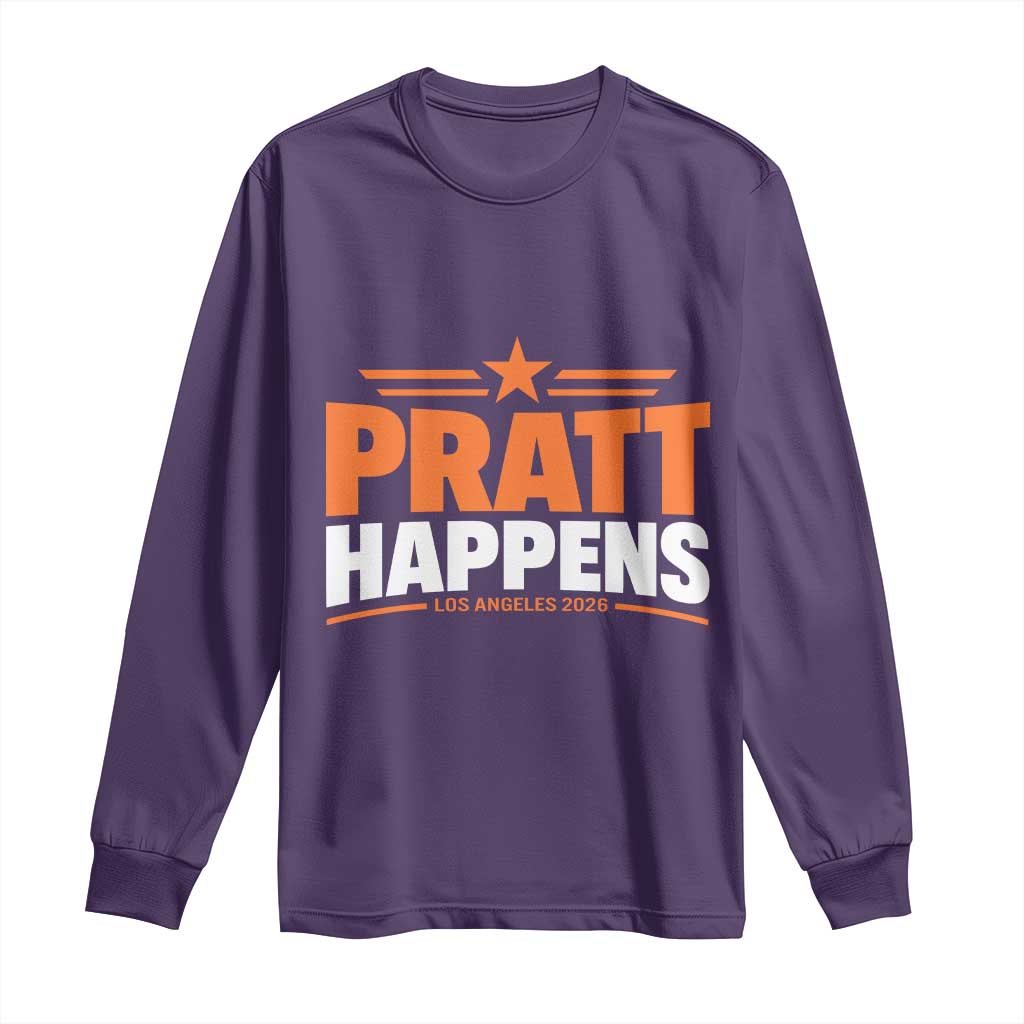 Pratt Happens Los Angeles 2026 Long Sleeve Shirt Funny Political Patriotic LA City California Pride Leadership TS02 Purple Print Your Wear