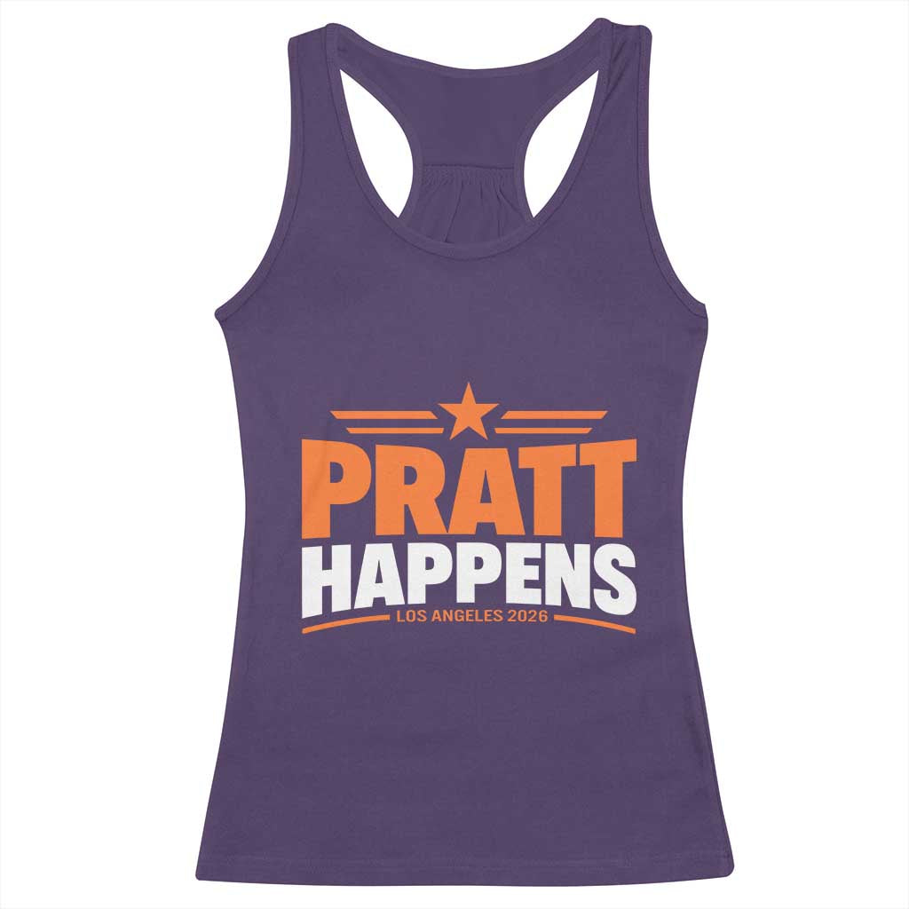 Pratt Happens Los Angeles 2026 Racerback Tank Top Funny Political Patriotic LA City California Pride Leadership TS02 Purple Print Your Wear