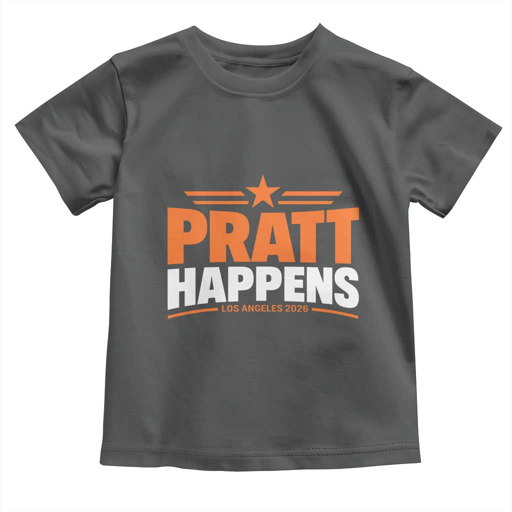 Pratt Happens Los Angeles 2026 Toddler T Shirt Funny Political Patriotic LA City California Pride Leadership TS02 Dark Heather Print Your Wear
