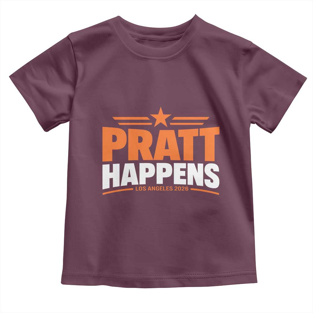 Pratt Happens Los Angeles 2026 Toddler T Shirt Funny Political Patriotic LA City California Pride Leadership TS02 Maroon Print Your Wear