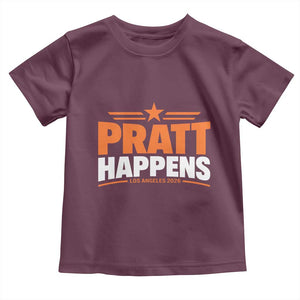 Pratt Happens Los Angeles 2026 Toddler T Shirt Funny Political Patriotic LA City California Pride Leadership TS02 Maroon Print Your Wear