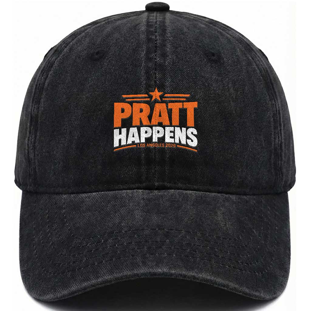 Pratt Happens Los Angeles 2026 Washed Cotton Baseball Cap Funny Political Patriotic LA City California Pride Leadership TS02 Print Your Wear