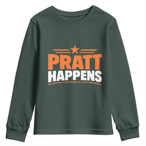 Pratt Happens Los Angeles 2026 Youth Sweatshirt Funny Political Patriotic LA City California Pride Leadership TS02 Dark Forest Green Print Your Wear