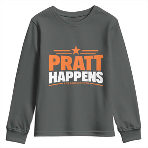 Pratt Happens Los Angeles 2026 Youth Sweatshirt Funny Political Patriotic LA City California Pride Leadership TS02 Dark Heather Print Your Wear