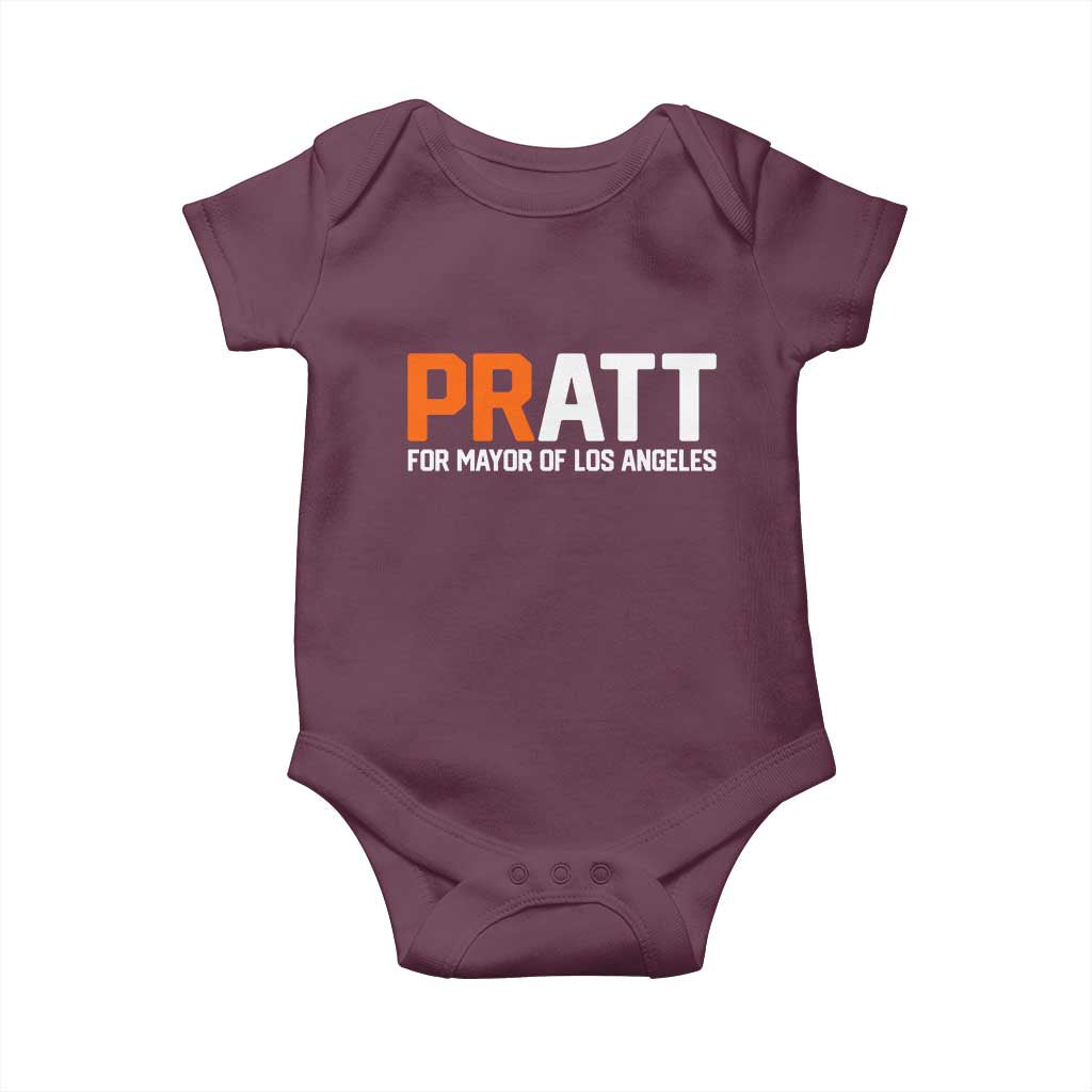 Pratt for Mayor Los Angeles Baby Onesie LA City Caliornia Pride Political Campaign Supporter TS02 Maroon Print Your Wear
