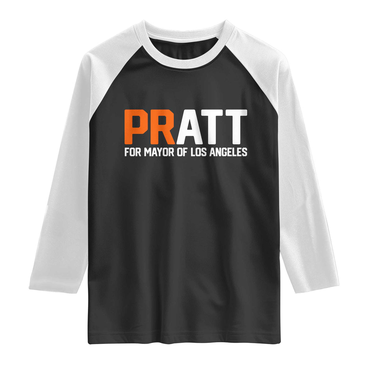 Pratt for Mayor Los Angeles Raglan Shirt LA City Caliornia Pride Political Campaign Supporter TS02 Black White Print Your Wear