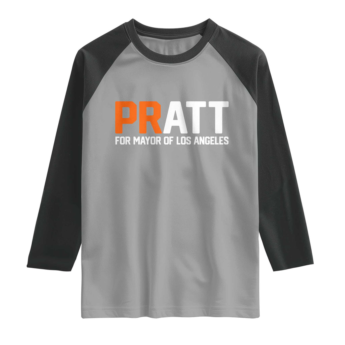 Pratt for Mayor Los Angeles Raglan Shirt LA City Caliornia Pride Political Campaign Supporter TS02 Sport Gray Black Print Your Wear