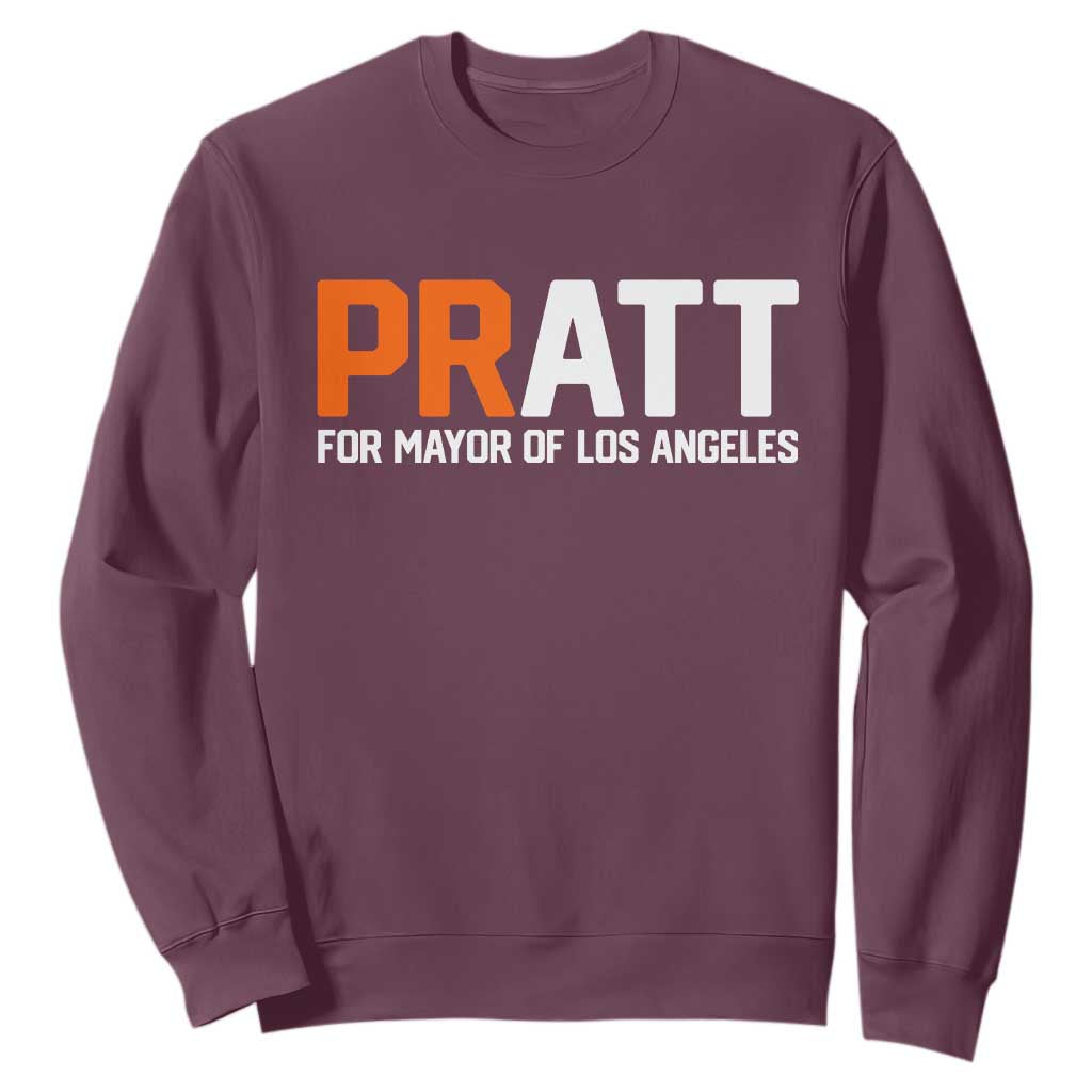Pratt for Mayor Los Angeles Sweatshirt LA City Caliornia Pride Political Campaign Supporter TS02 Maroon Print Your Wear