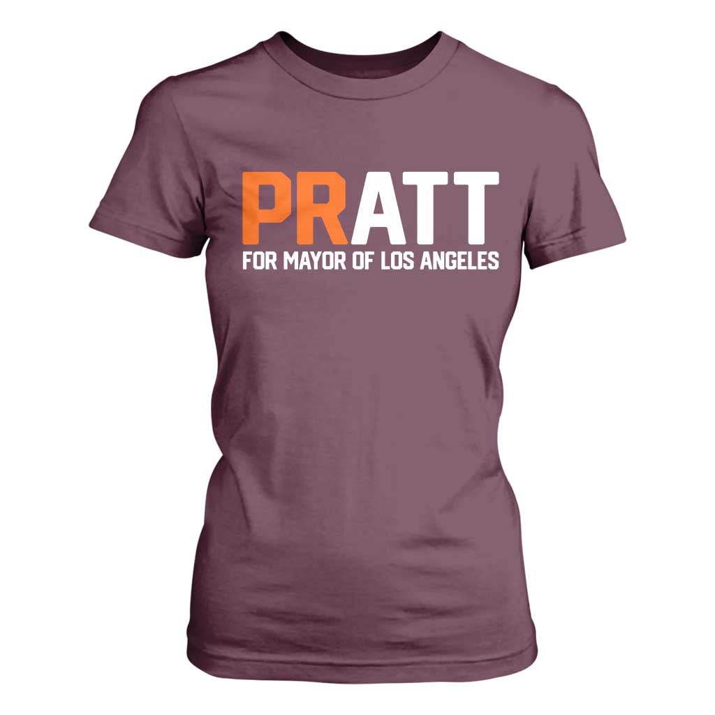 Pratt for Mayor Los Angeles T Shirt For Women LA City Caliornia Pride Political Campaign Supporter TS02 Maroon Print Your Wear