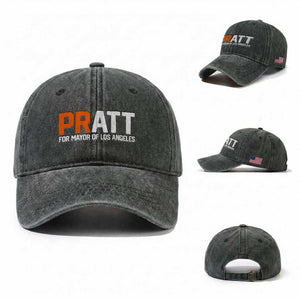 Pratt for Mayor Los Angeles Washed Cotton Baseball Cap LA City Caliornia Pride Political Campaign Supporter TS02 Washed Cap Universal Fit Dark Green Print Your Wear