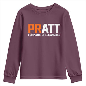 Pratt for Mayor Los Angeles Youth Sweatshirt LA City Caliornia Pride Political Campaign Supporter TS02 Maroon Print Your Wear