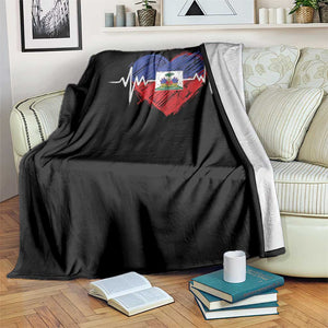 Haitian Flag Heartbeat EKG Pulse Graphic Throw Blanket My Heart Beats For Haiti Identity Heritage Pride TS02 Print Your Wear