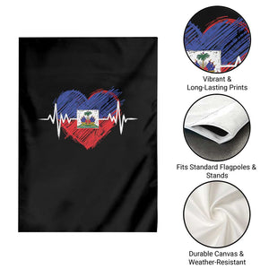 Haitian Flag Heartbeat EKG Pulse Graphic Garden Flag My Heart Beats For Haiti Identity Heritage Pride TS02 Print Your Wear
