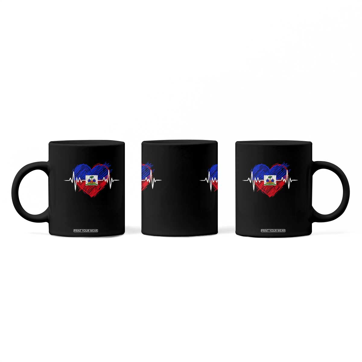 Haitian Flag Heartbeat EKG Pulse Graphic Coffee Mug My Heart Beats For Haiti Identity Heritage Pride TS02 Print Your Wear