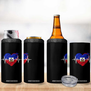 Haitian Flag Heartbeat EKG Pulse Graphic 4 in 1 Can Cooler Tumbler My Heart Beats For Haiti Identity Heritage Pride TS02 Print Your Wear