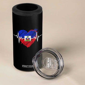 Haitian Flag Heartbeat EKG Pulse Graphic 4 in 1 Can Cooler Tumbler My Heart Beats For Haiti Identity Heritage Pride TS02 Print Your Wear