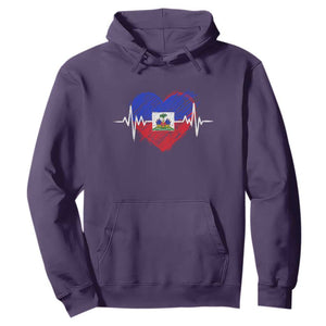 Haitian Flag Heartbeat EKG Pulse Graphic Hoodie My Heart Beats For Haiti Identity Heritage Pride TS02 Purple Print Your Wear