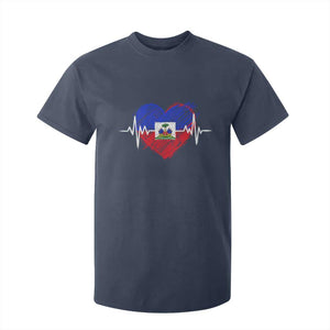 Haitian Flag Heartbeat EKG Pulse Graphic T Shirt For Kid My Heart Beats For Haiti Identity Heritage Pride TS02 Navy Print Your Wear