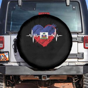 Haitian Flag Heartbeat EKG Pulse Graphic Spare Tire Cover My Heart Beats For Haiti Identity Heritage Pride TS02 No hole Black Print Your Wear