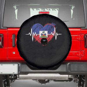 Haitian Flag Heartbeat EKG Pulse Graphic Spare Tire Cover My Heart Beats For Haiti Identity Heritage Pride TS02 Black Print Your Wear