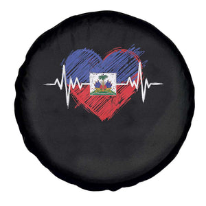 Haitian Flag Heartbeat EKG Pulse Graphic Spare Tire Cover My Heart Beats For Haiti Identity Heritage Pride TS02 Print Your Wear