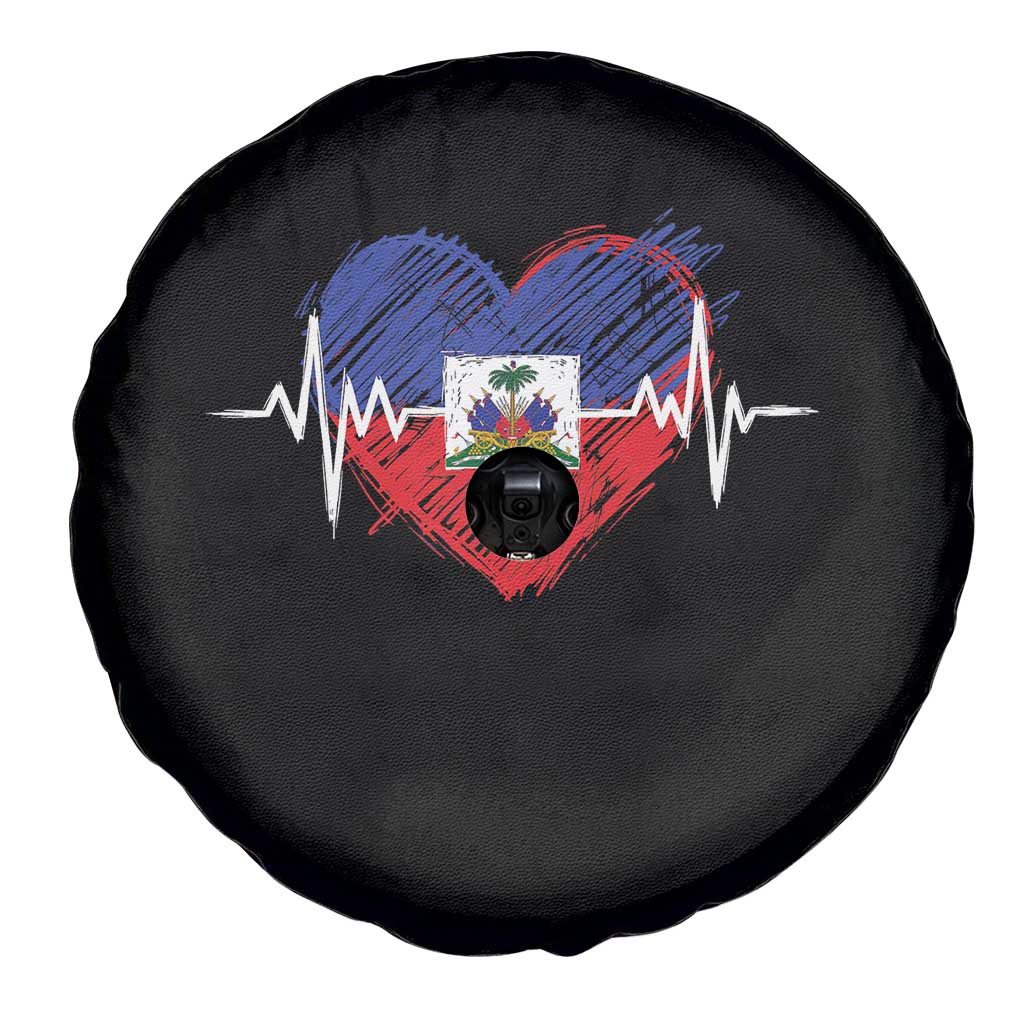 Haitian Flag Heartbeat EKG Pulse Graphic Spare Tire Cover My Heart Beats For Haiti Identity Heritage Pride TS02 Print Your Wear