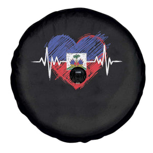 Haitian Flag Heartbeat EKG Pulse Graphic Spare Tire Cover My Heart Beats For Haiti Identity Heritage Pride TS02 Print Your Wear
