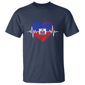 Haitian Flag Heartbeat EKG Pulse Graphic T Shirt My Heart Beats For Haiti Identity Heritage Pride TS02 Navy Print Your Wear