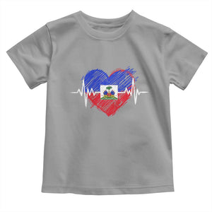 Haitian Flag Heartbeat EKG Pulse Graphic Toddler T Shirt My Heart Beats For Haiti Identity Heritage Pride TS02 Sport Gray Print Your Wear