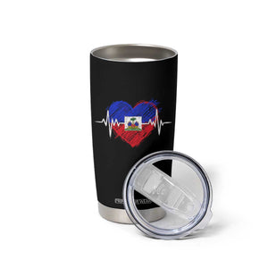 Haitian Flag Heartbeat EKG Pulse Graphic Tumbler Cup My Heart Beats For Haiti Identity Heritage Pride TS02 Print Your Wear
