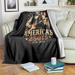 USA 250th 1776 to 2026 Rock Star Abraham Lincoln Throw Blanket Vintage Electric Guitar Player Patriotic Us Flag Semiquincentennial