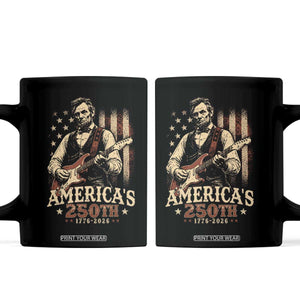 USA 250th 1776 to 2026 Rock Star Abraham Lincoln Coffee Mug Vintage Electric Guitar Player Patriotic Us Flag Semiquincentennial