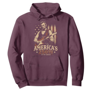 USA 250th 1776 to 2026 Rock Star Abraham Lincoln Hoodie Vintage Electric Guitar Player Patriotic Us Flag Semiquincentennial