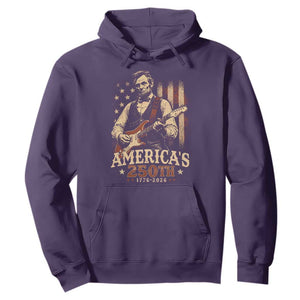 USA 250th 1776 to 2026 Rock Star Abraham Lincoln Hoodie Vintage Electric Guitar Player Patriotic Us Flag Semiquincentennial