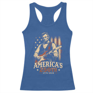 USA 250th 1776 to 2026 Rock Star Abraham Lincoln Racerback Tank Top Vintage Electric Guitar Player Patriotic Us Flag Semiquincentennial