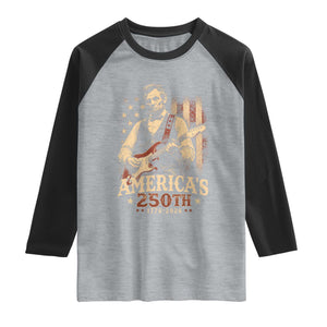 USA 250th 1776 to 2026 Rock Star Abraham Lincoln Raglan Shirt Vintage Electric Guitar Player Patriotic Us Flag Semiquincentennial