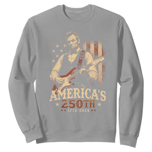 USA 250th 1776 to 2026 Rock Star Abraham Lincoln Sweatshirt Vintage Electric Guitar Player Patriotic Us Flag Semiquincentennial