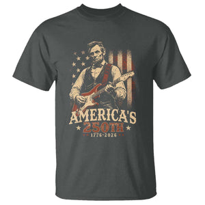 USA 250th 1776 to 2026 Rock Star Abraham Lincoln T Shirt Vintage Electric Guitar Player Patriotic Us Flag Semiquincentennial