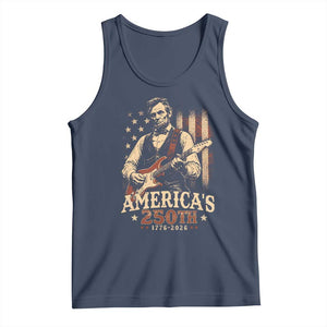 USA 250th 1776 to 2026 Rock Star Abraham Lincoln Tank Top Vintage Electric Guitar Player Patriotic Us Flag Semiquincentennial