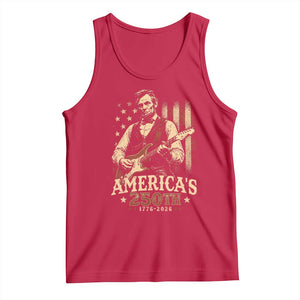 USA 250th 1776 to 2026 Rock Star Abraham Lincoln Tank Top Vintage Electric Guitar Player Patriotic Us Flag Semiquincentennial