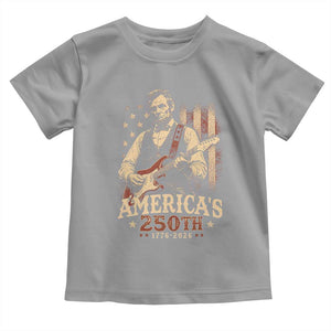 USA 250th 1776 to 2026 Rock Star Abraham Lincoln Toddler T Shirt Vintage Electric Guitar Player Patriotic Us Flag Semiquincentennial