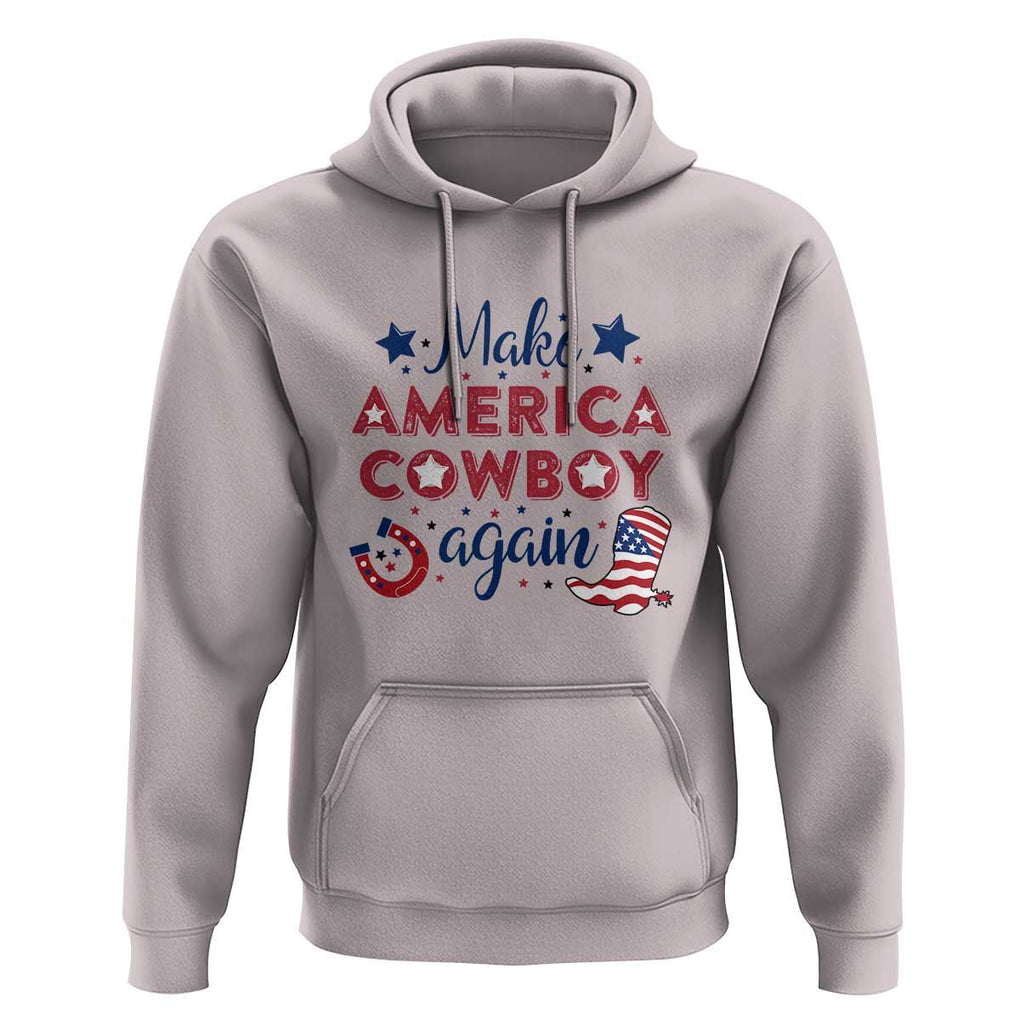 Retro Western Hoodie Make America A Cowboy Again Country Lifestyle Rodeo TS02 Ice Gray Print Your Wear