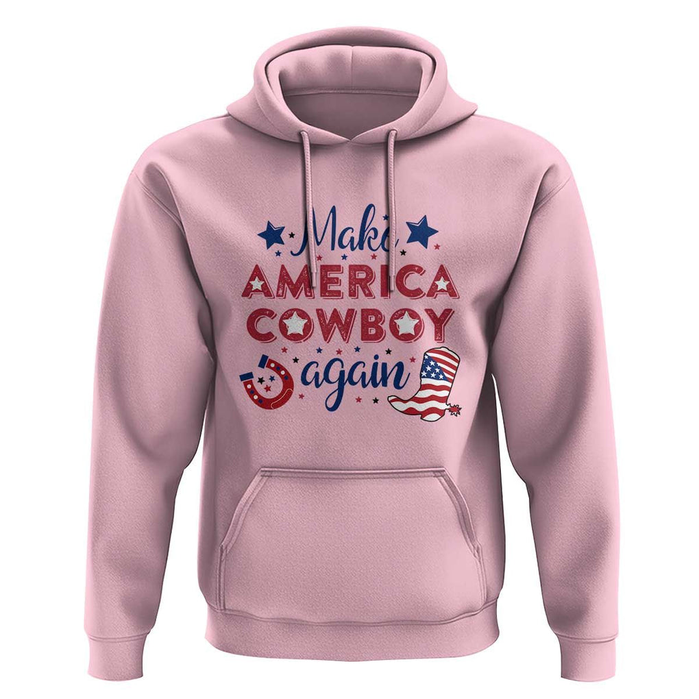 Retro Western Hoodie Make America A Cowboy Again Country Lifestyle Rodeo TS02 Light Pink Print Your Wear