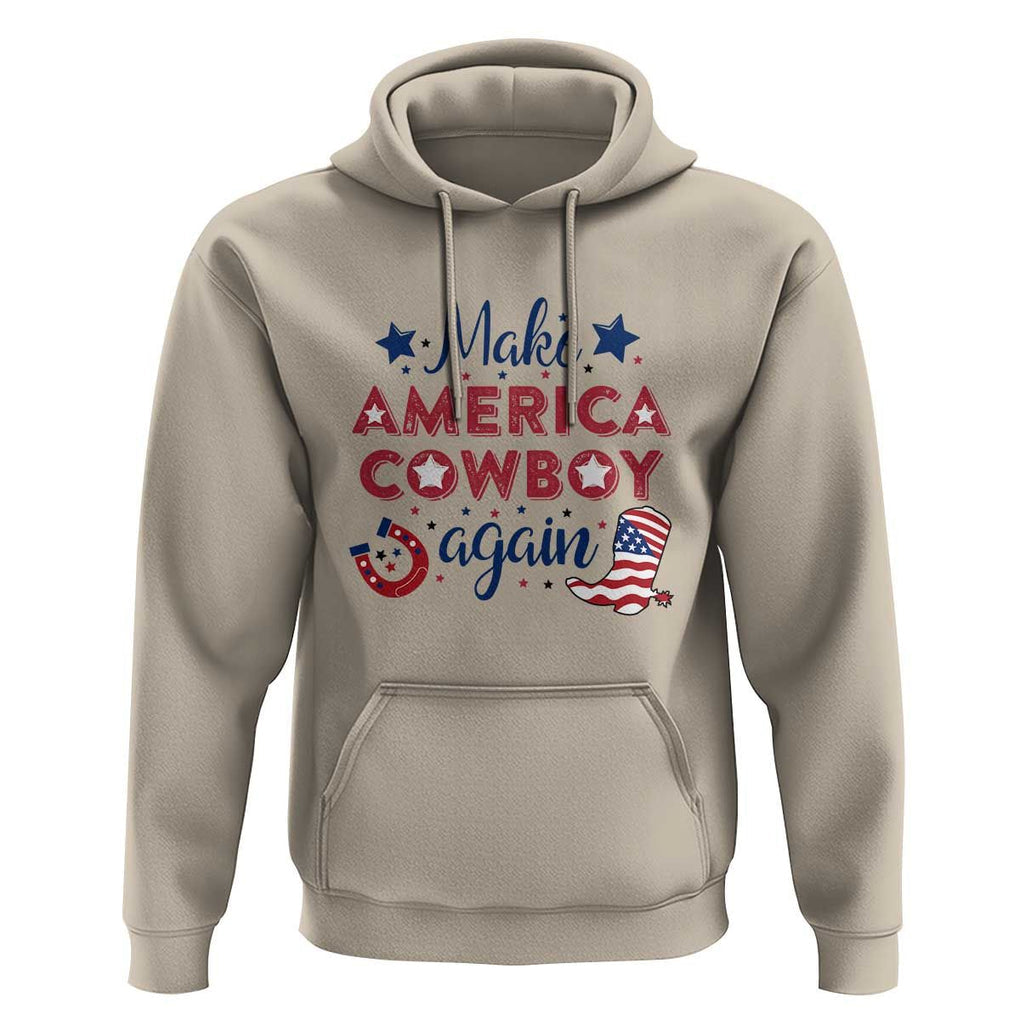 Retro Western Hoodie Make America A Cowboy Again Country Lifestyle Rodeo TS02 Sand Print Your Wear