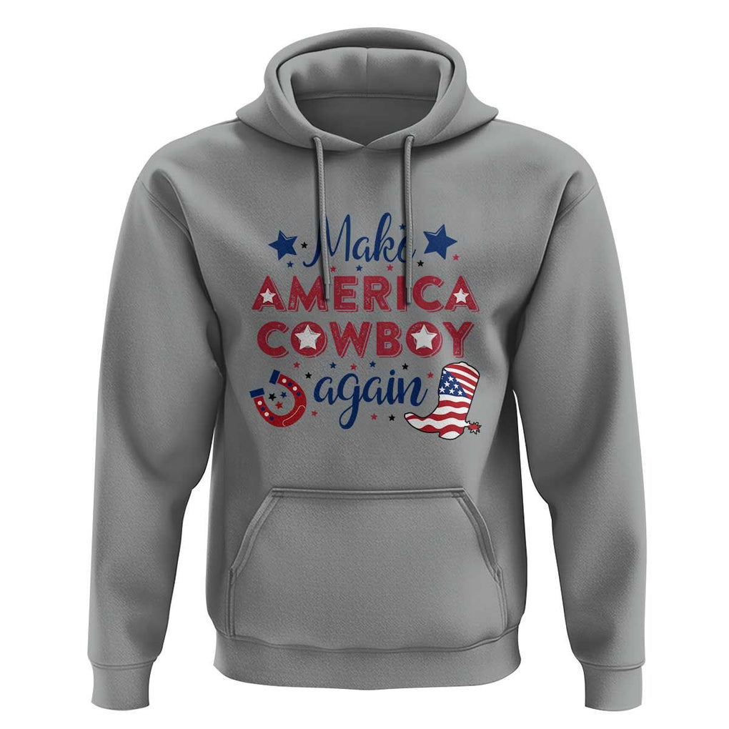 Retro Western Hoodie Make America A Cowboy Again Country Lifestyle Rodeo TS02 Sport Gray Print Your Wear