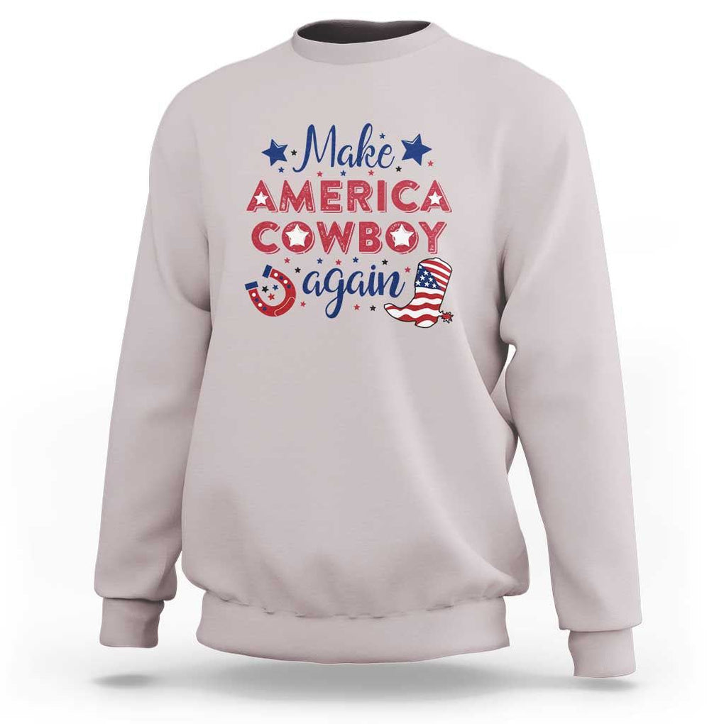 Retro Western Sweatshirt Make America A Cowboy Again Country Lifestyle Rodeo TS02 Ice Gray Print Your Wear